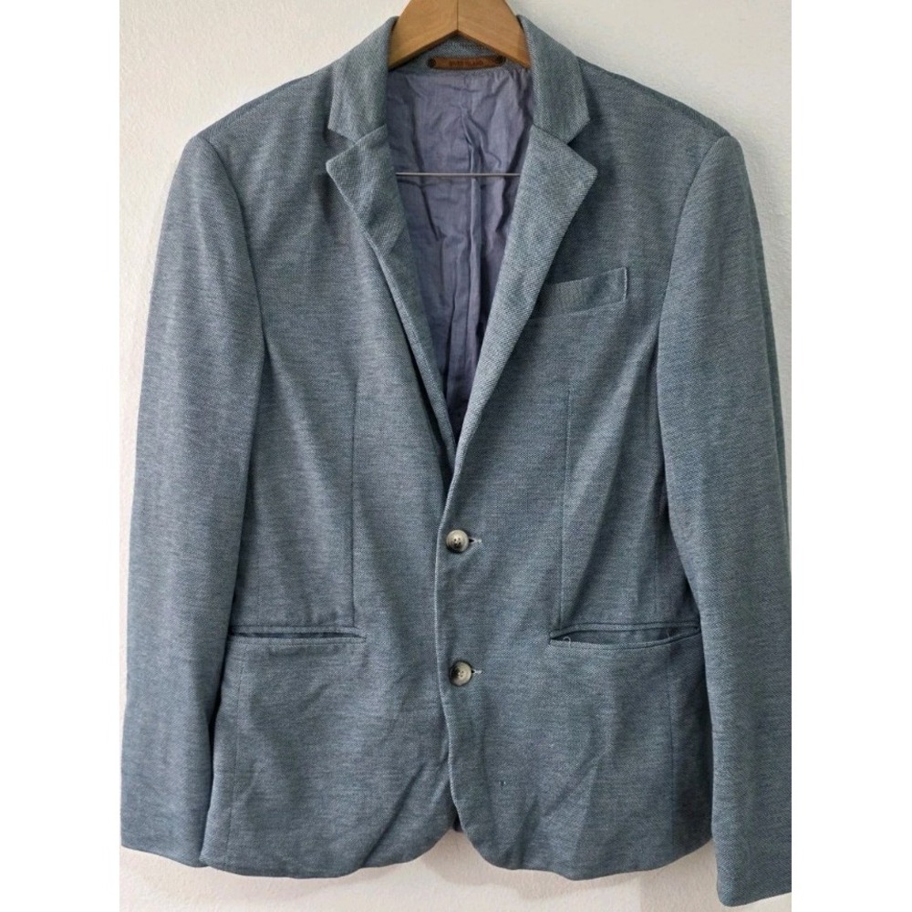 River Island Mens Sz S Lightweight Blue Gray Blazer Jacket Nautical Beach Office